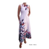 Lily pearly white & floural satin dress