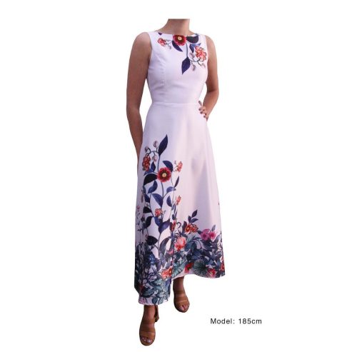 Lily pearly white & floural satin dress