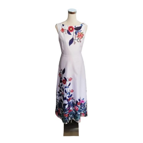 Lily pearly white & floural satin dress